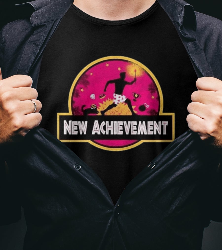 New Achievement Running Man Heart Boxers Torch Jurassic T-Shirt