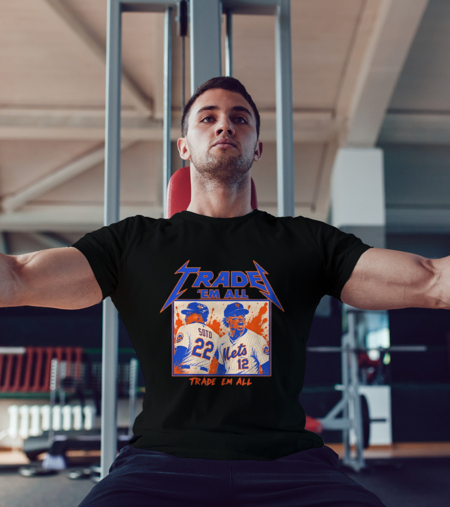 New York Mets Trade Em All Soto Heavy Metal Splatter Player Photos T-Shirt
