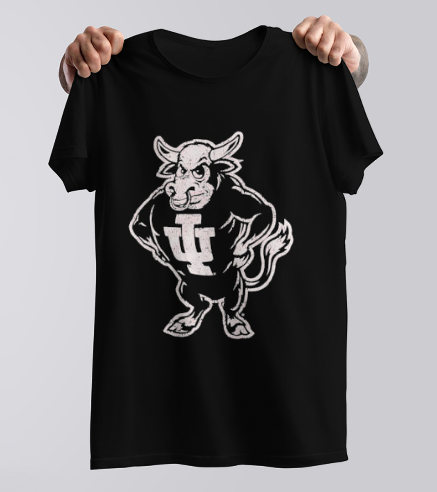 Indiana Hoosiers NCAA Vintage Style Distressed Muscular Bull T-Shirt