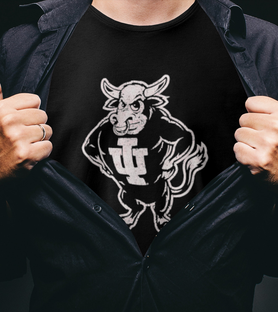Indiana Hoosiers NCAA Vintage Style Distressed Muscular Bull T-Shirt