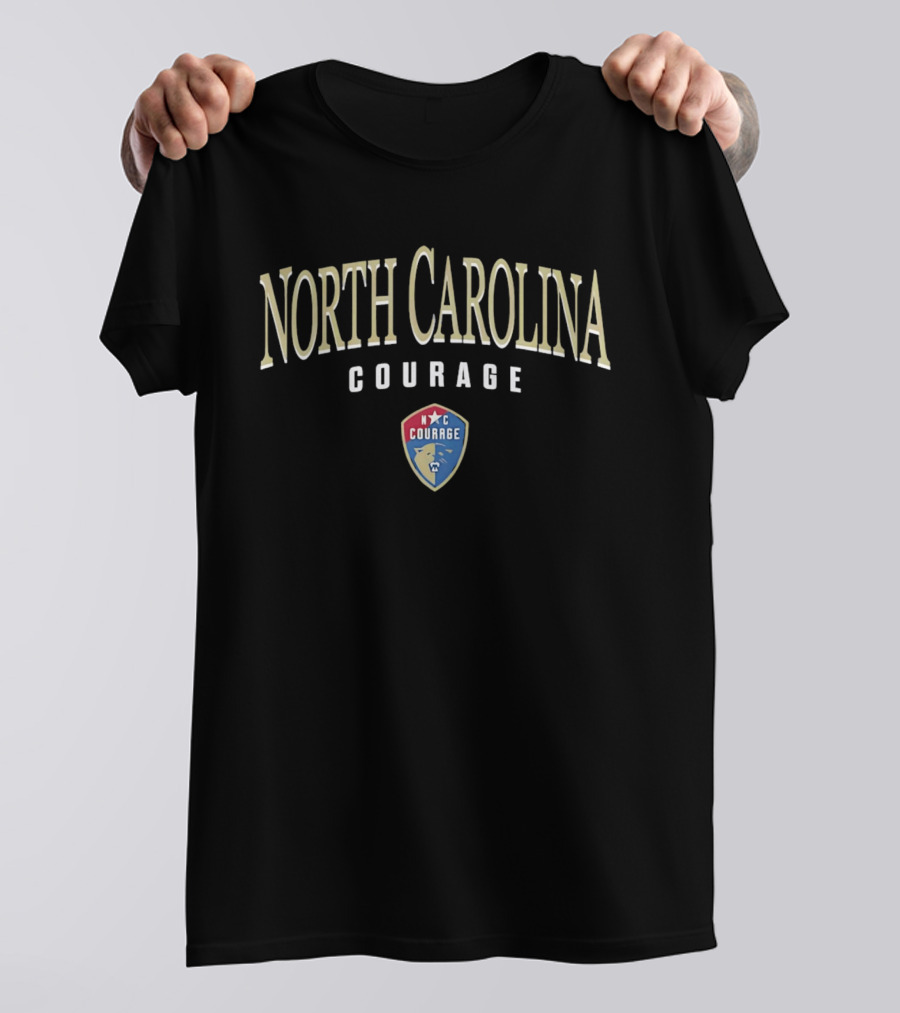 North Carolina Courage Arched Lettering Team Crest N C Shield T-Shirt