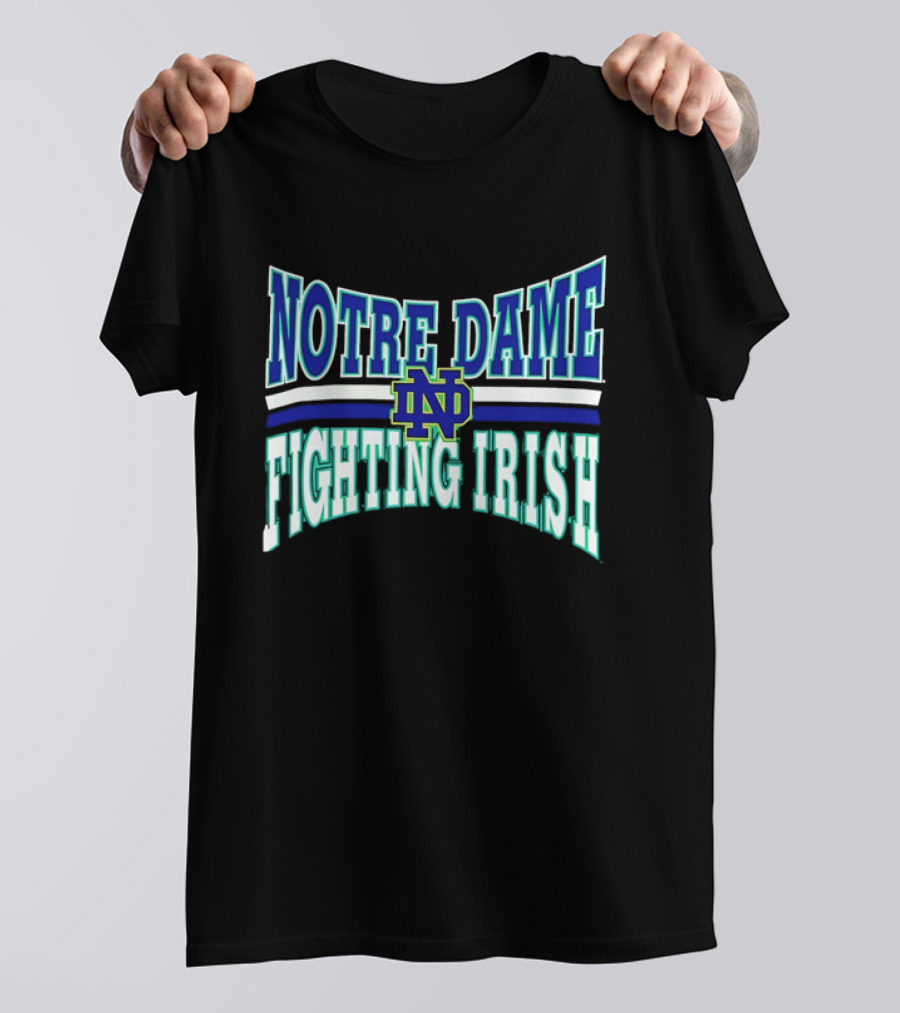Notre Dame Fighting Irish Interlocking ND Monogram Curved NCAA T-Shirt
