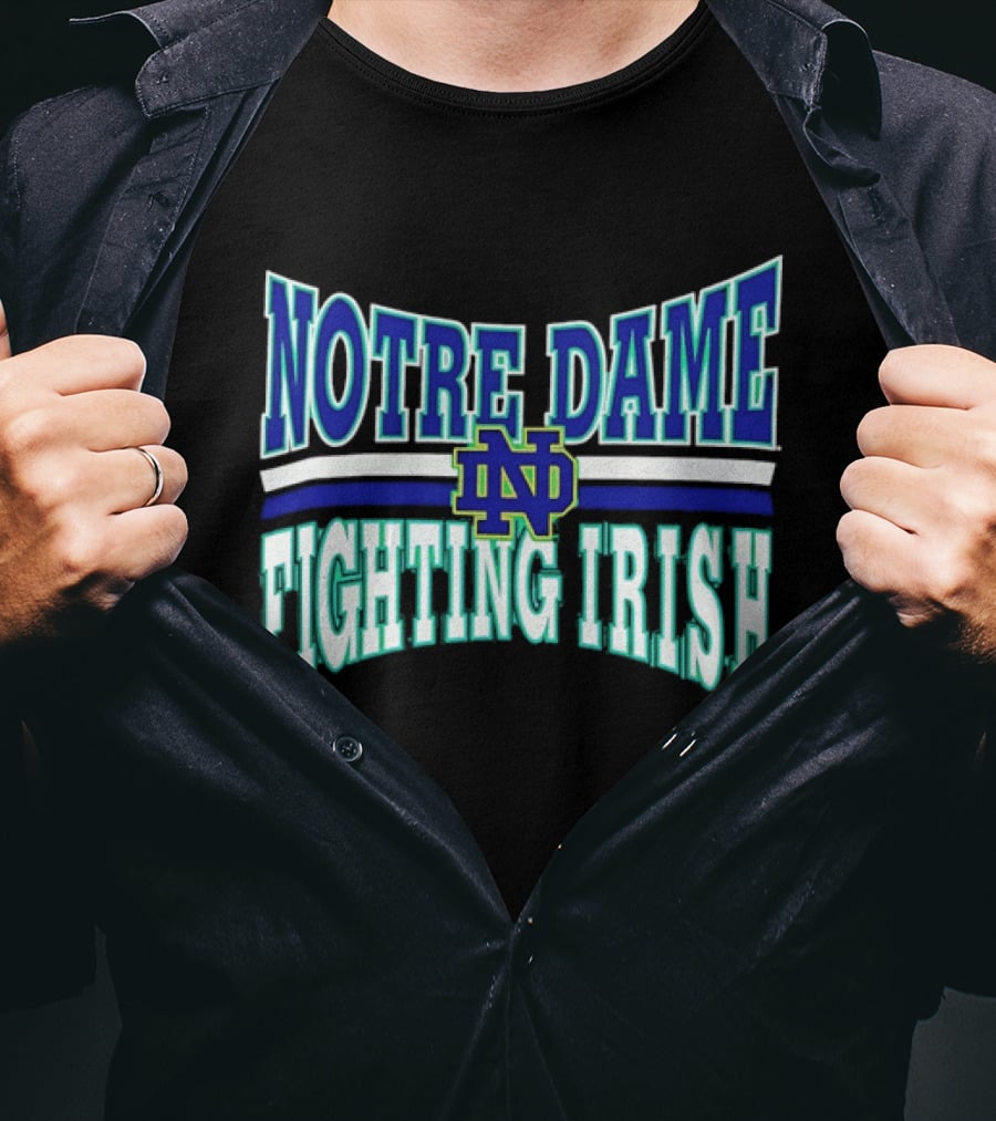 Notre Dame Fighting Irish Interlocking ND Monogram Curved NCAA T-Shirt