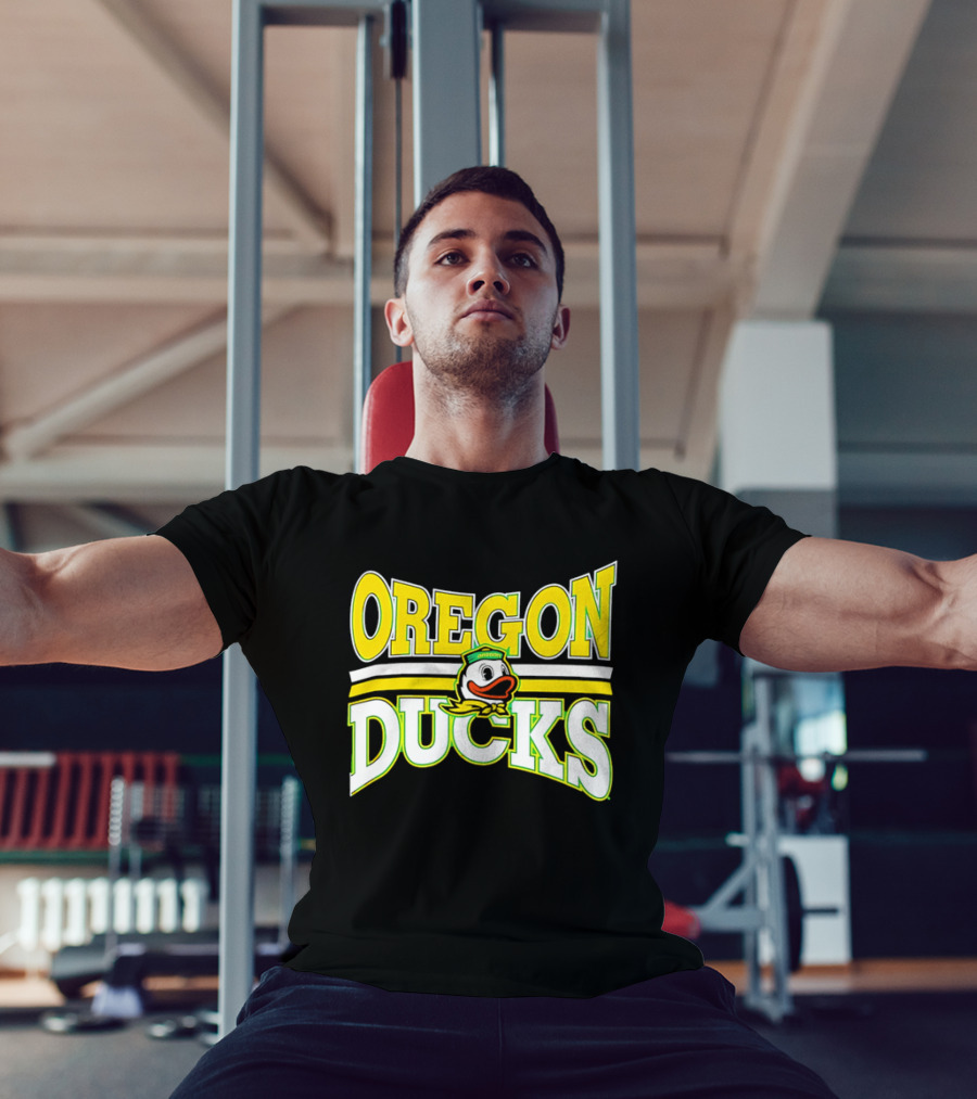 Oregon Ducks Cartoon Sailor Cap Green Yellow Stripes T-Shirt