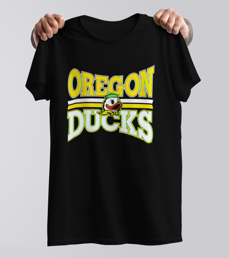Oregon Ducks Cartoon Sailor Cap Green Yellow Stripes T-Shirt