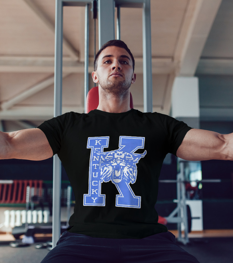 Kentucky Wildcats NCAA Distressed Block Letter K Wildcats Head T-Shirt