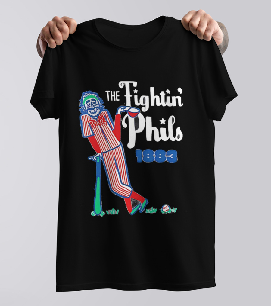 Phillies The Fightin' Phils 1883 Vintage Baseball Character With Bat And Ball T-Shirt