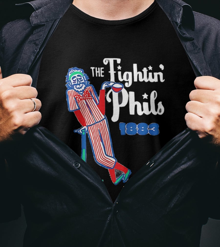 Phillies The Fightin' Phils 1883 Vintage Baseball Character With Bat And Ball T-Shirt