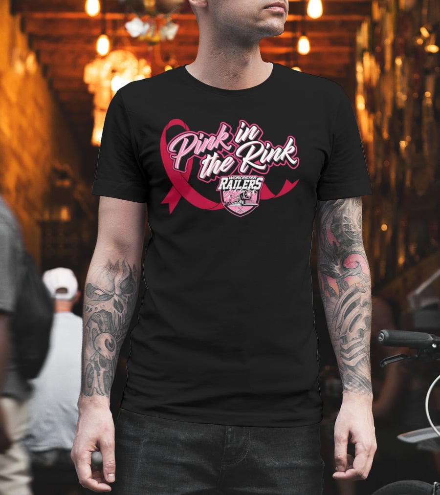 Pink In The Rink Worcester Railers Breast Cancer Awareness Event T-Shirt