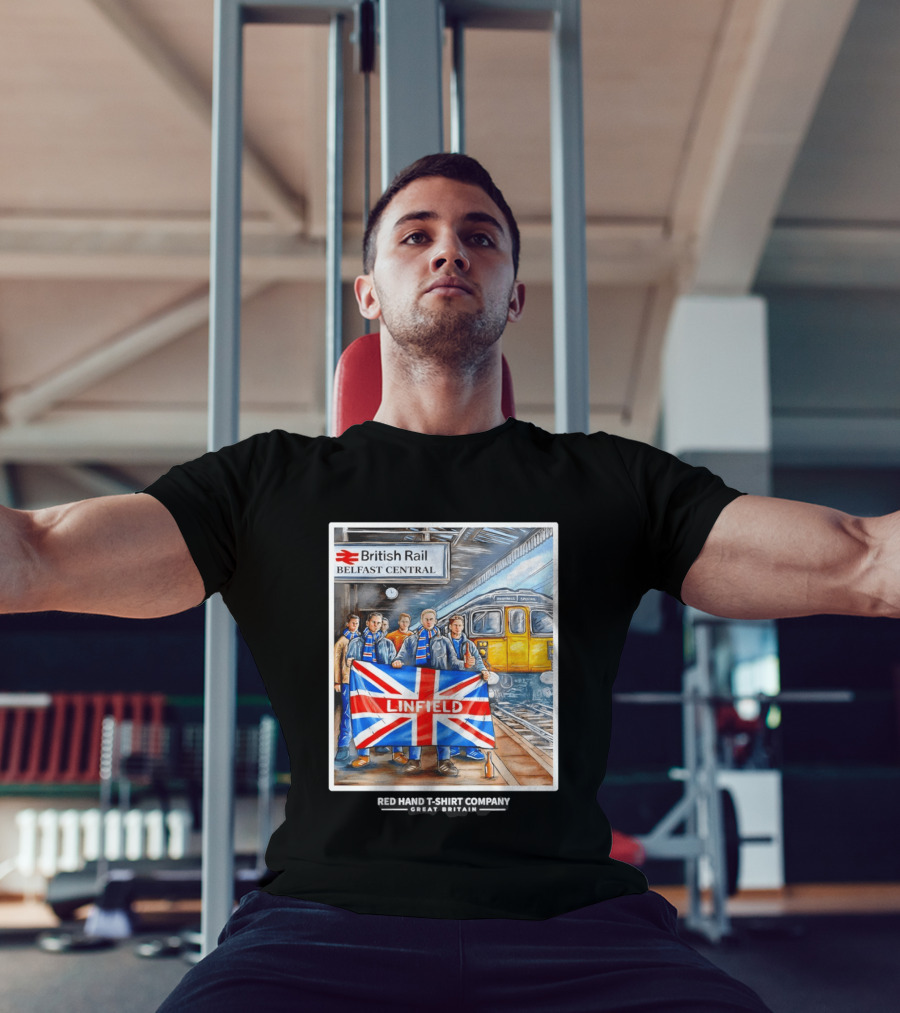 British Rail Belfast Central Linfield UK Flag T-Shirt