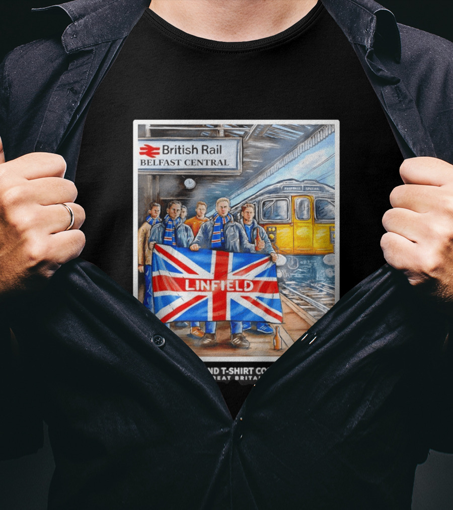 British Rail Belfast Central Linfield UK Flag T-Shirt