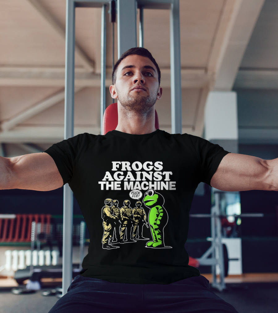 Portland Frogs Against The Machine 2025 Protest Mascot Confronts Guards T-Shirt