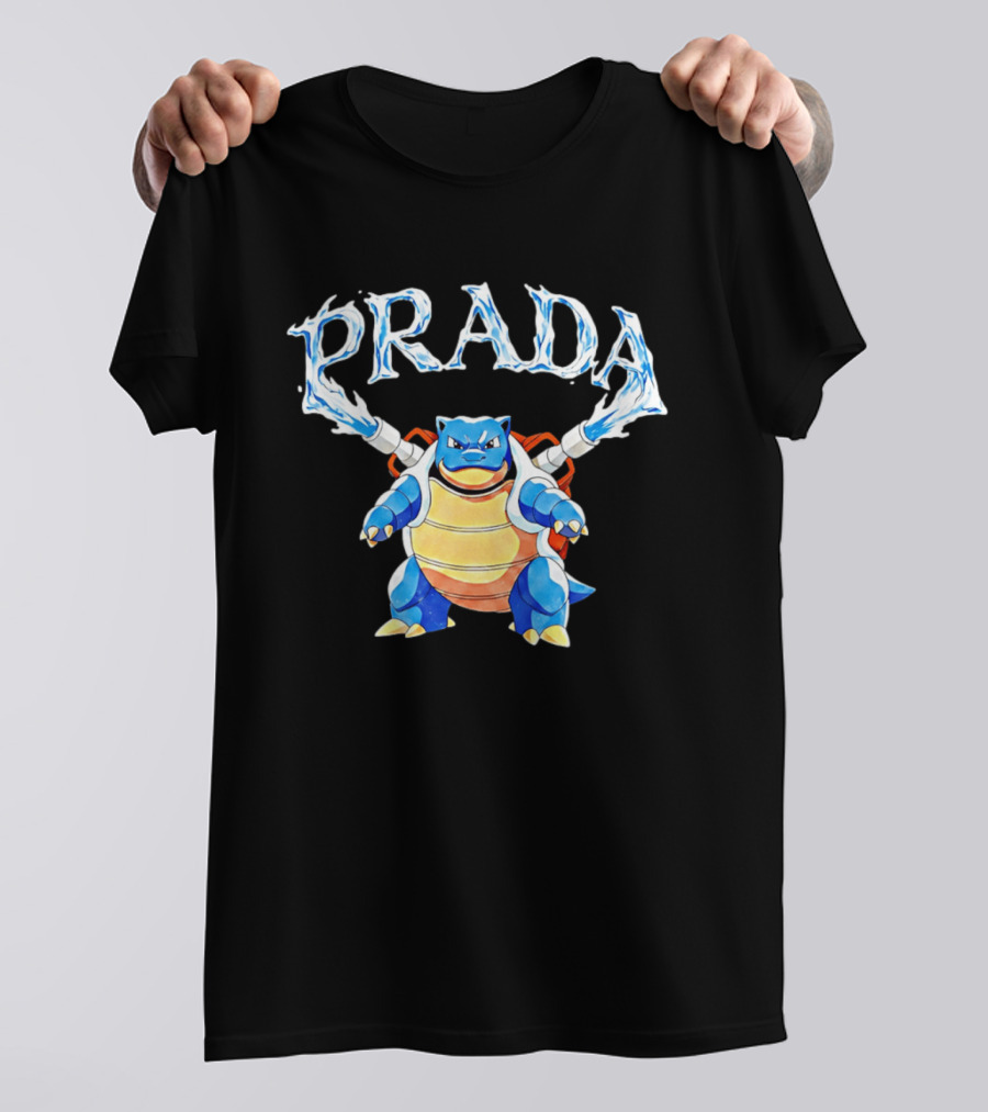 Prada Blastoise Pokemon Mashup Water Cannon T-Shirt