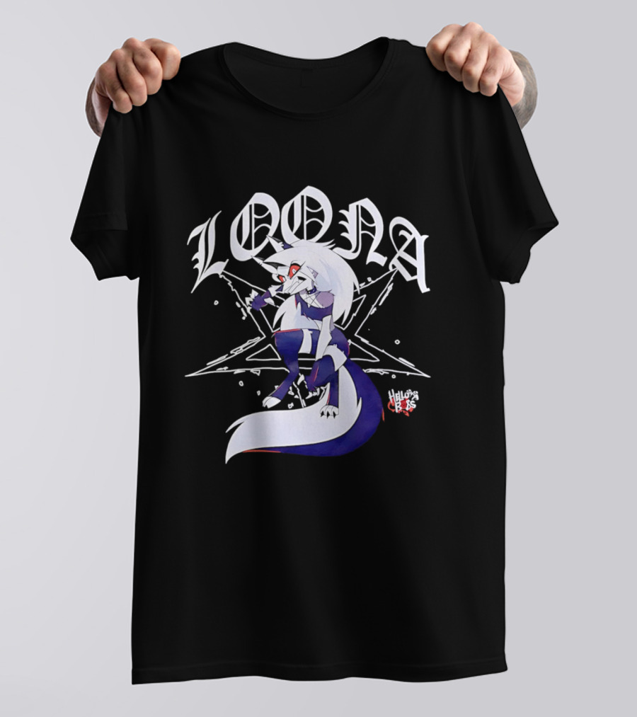 Loona Helluva Boss Demon Character With Stylized White Text And Pentagram T-Shirt