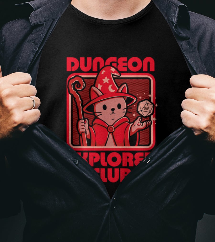 Dungeon Explorer Club RPG Mage Cat T-Shirt