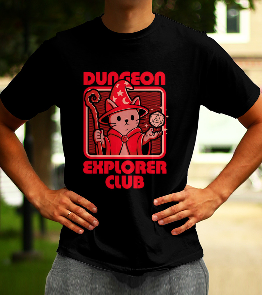 Dungeon Explorer Club RPG Mage Cat T-Shirt