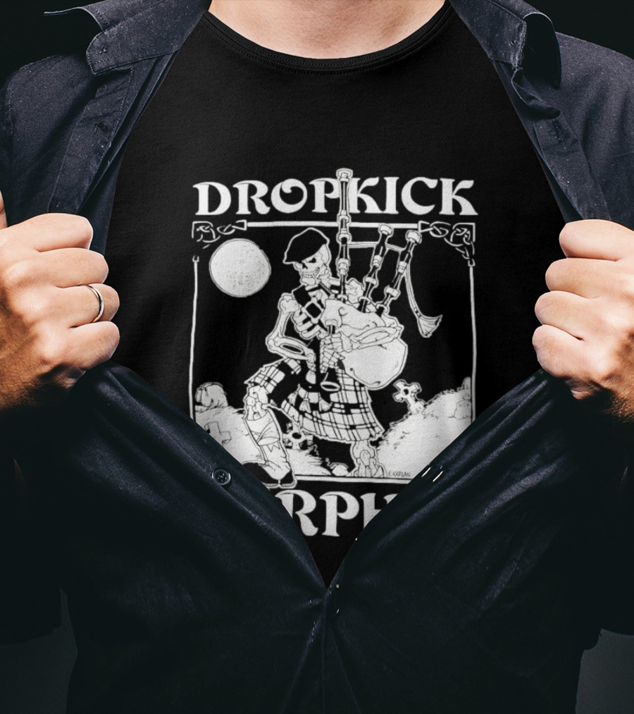 Dropkick Murphys Skelly Piper Bagpipes Moon T-Shirt