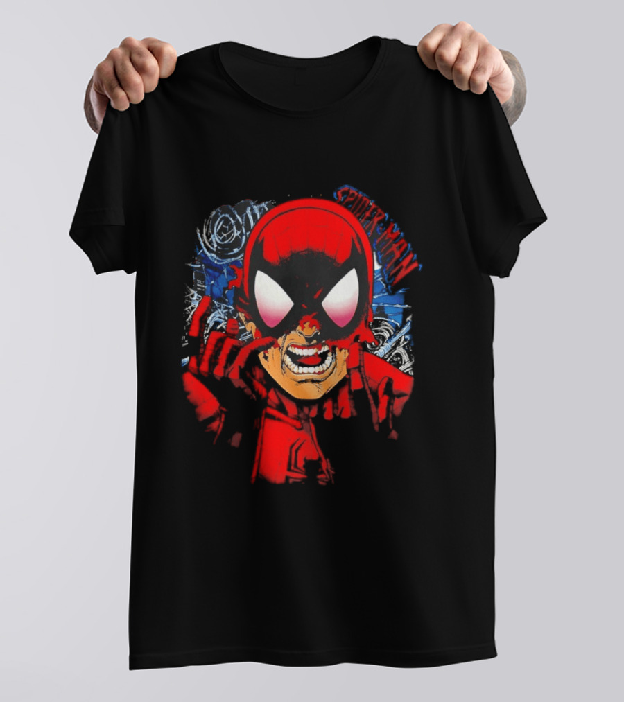 Spider Man Marvel Comics Pulling Off Mask Action T-Shirt