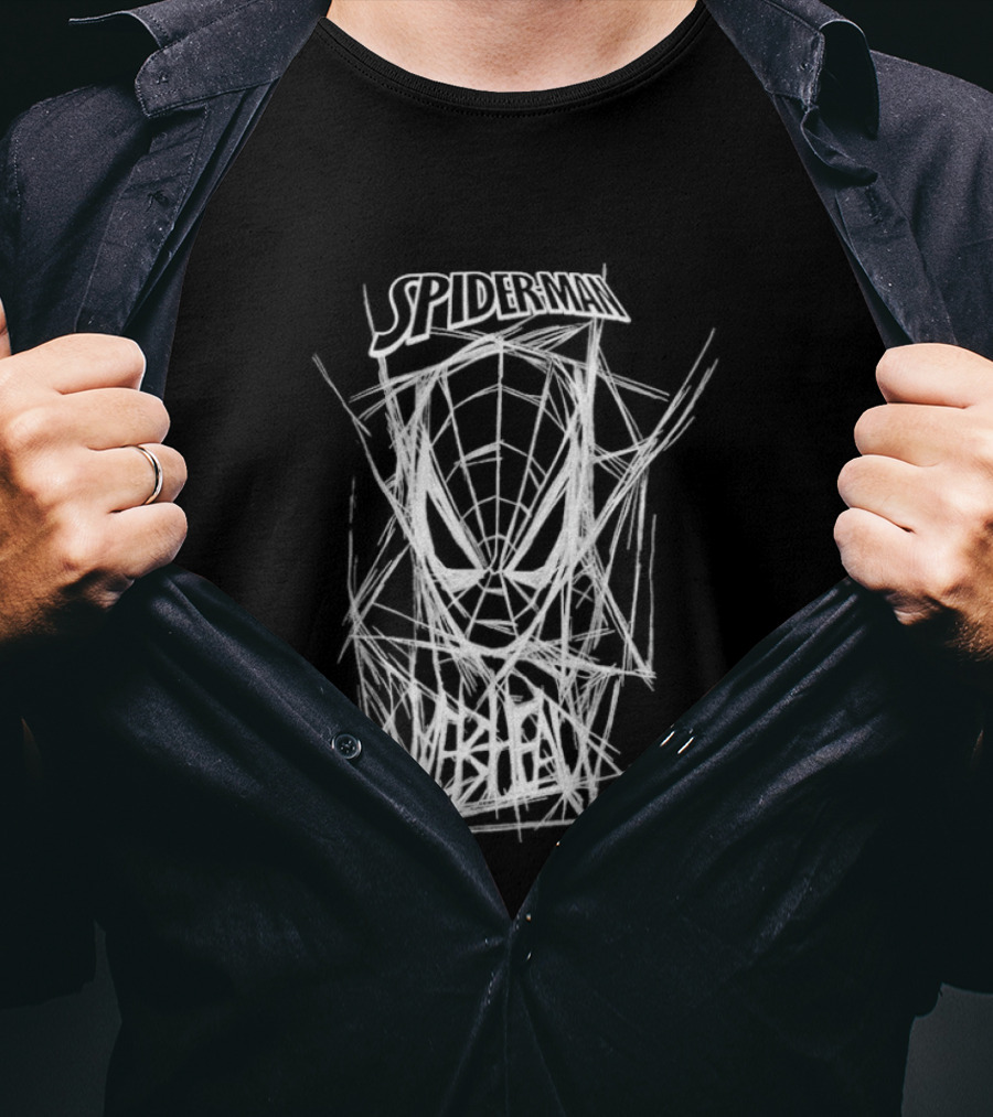 Spider Man Webbed Mask Sketch Spiderman Webhead T-Shirt