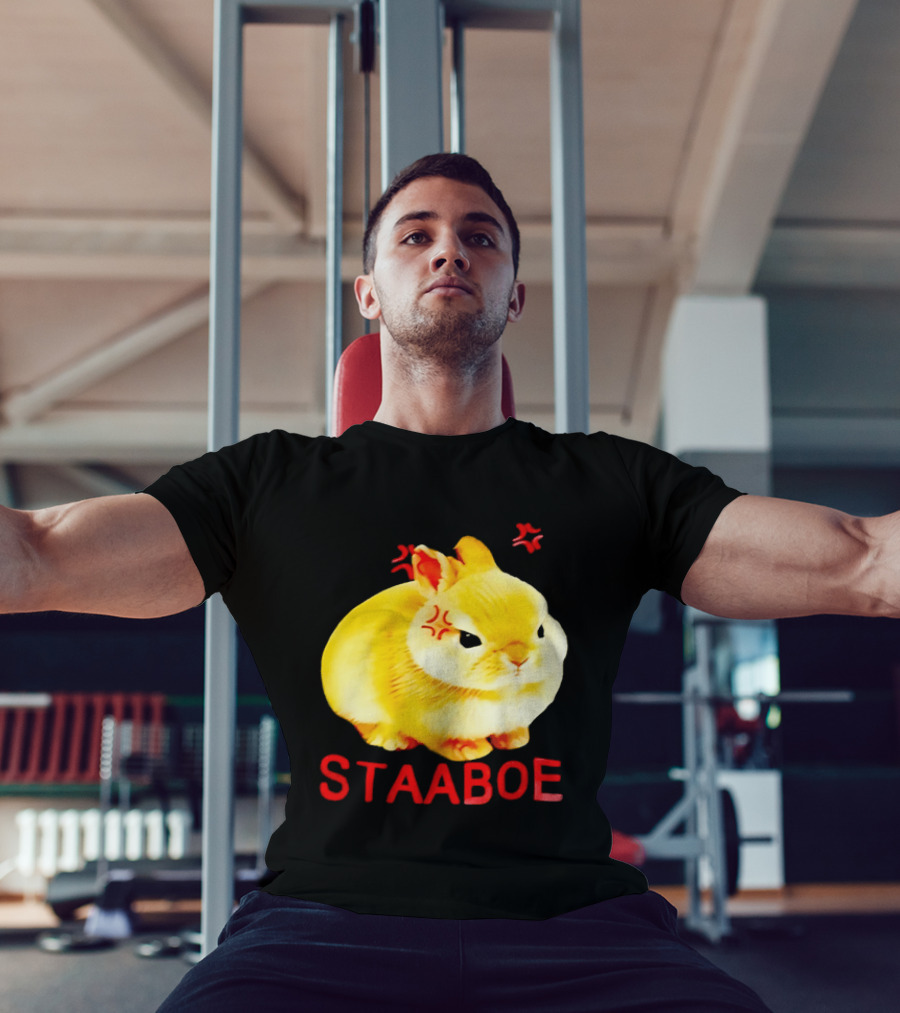 Staaboe Angry Fluffy Yellow Rabbit Red Marks T-Shirt