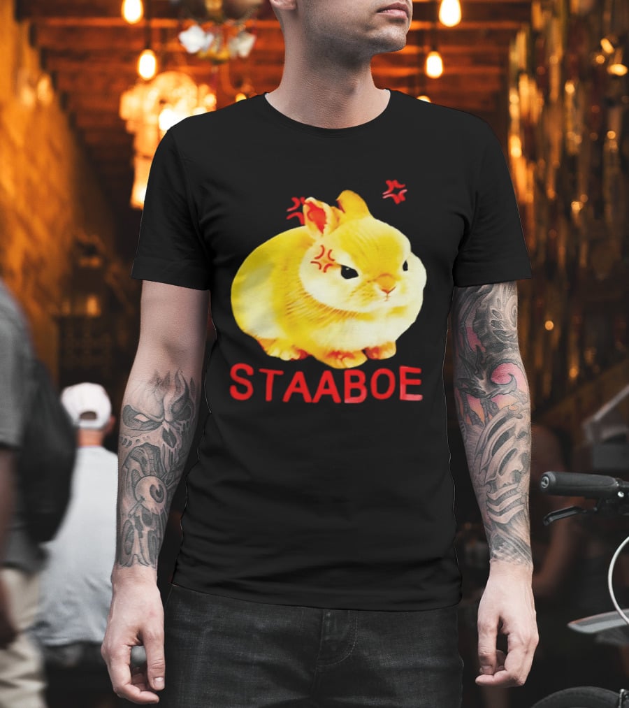 Staaboe Angry Fluffy Yellow Rabbit Red Marks T-Shirt