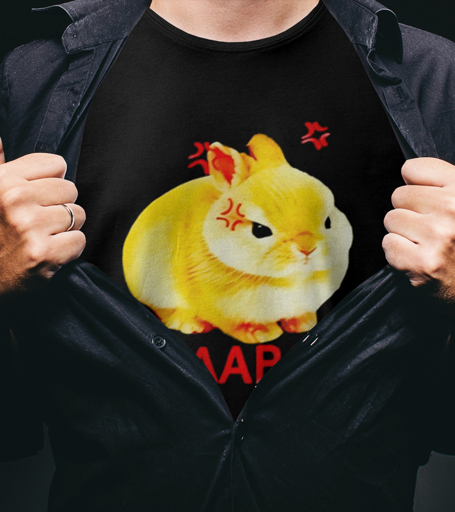 Staaboe Angry Fluffy Yellow Rabbit Red Marks T-Shirt