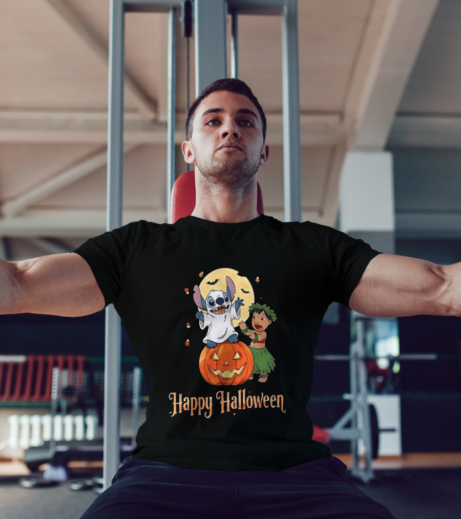 Stitch Halloween Happy Pumpkin Lilo Ghost Costume T-Shirt