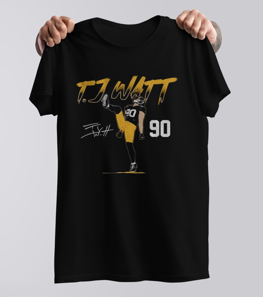 T.J. Watt Pose Pittsburgh Football 90 Player Name Number T-Shirt