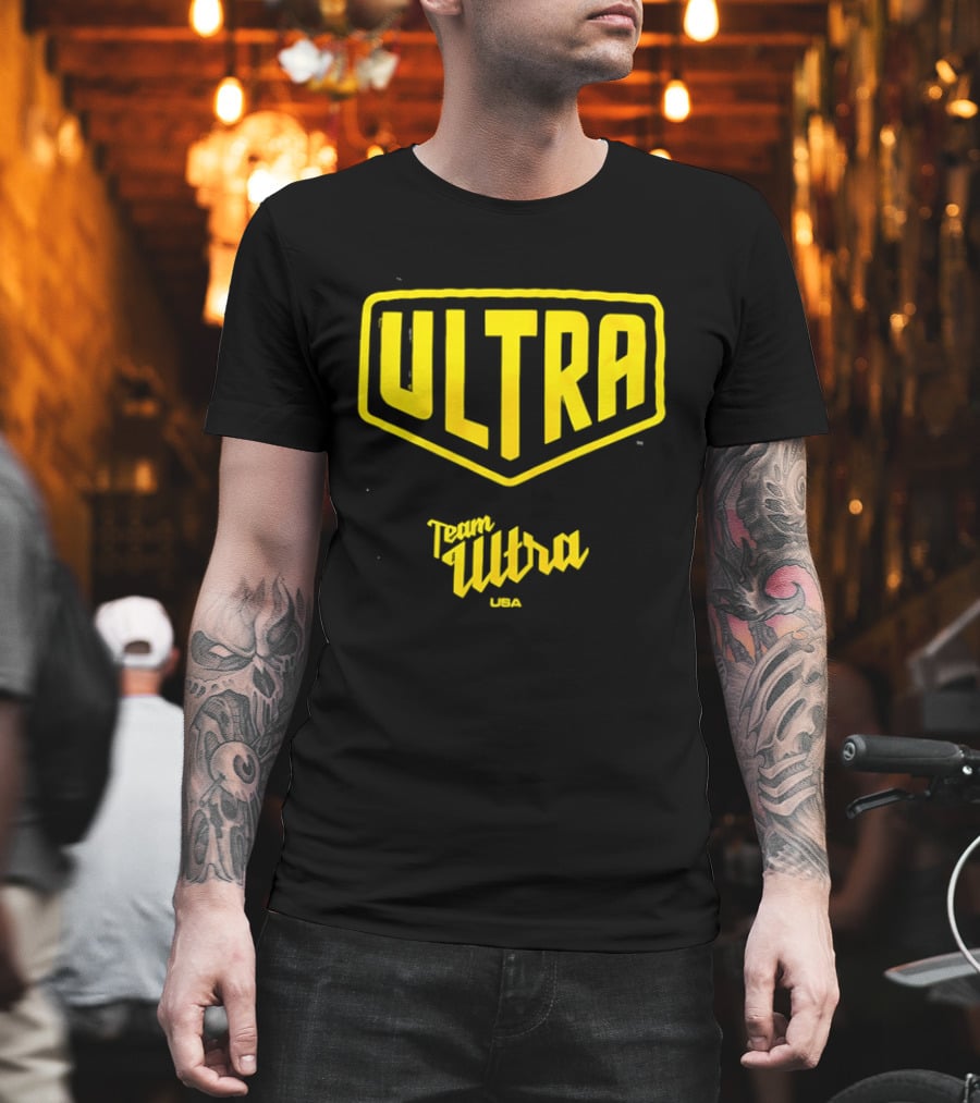 Team Ultra USA Yellow Black Shield Crest Ultra USA T-Shirt