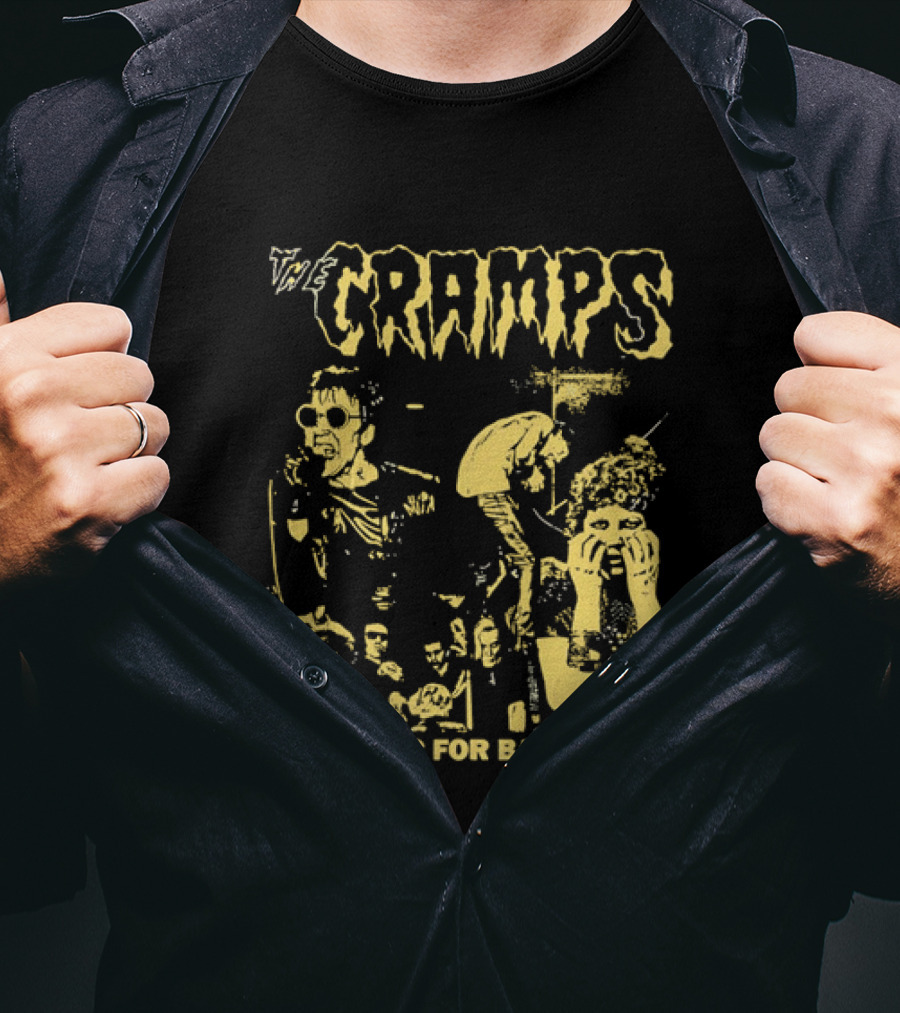The Cramps Bad Music For Bad People Band Members Collage Yellow Black T-Shirt