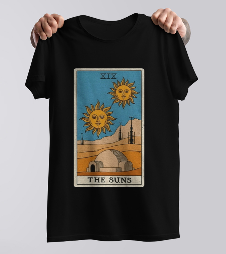 XIX The Suns Twin Suns Tarot Card Star Wars Tatooine Desert Dome T-Shirt