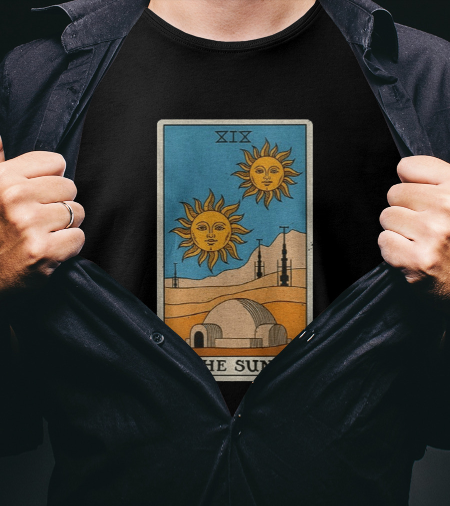 XIX The Suns Twin Suns Tarot Card Star Wars Tatooine Desert Dome T-Shirt