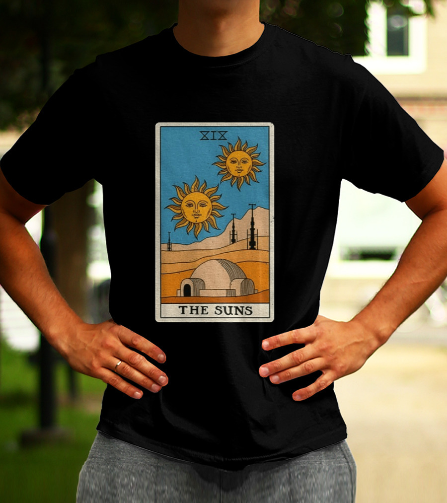 XIX The Suns Twin Suns Tarot Card Star Wars Tatooine Desert Dome T-Shirt