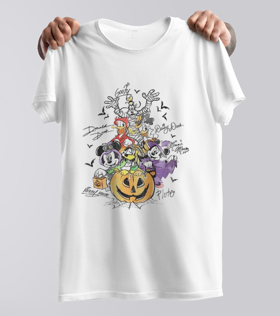 Mickey Minnie Donald Goofy Pluto Daisy Halloween Pumpkin Costume Bash T-Shirt