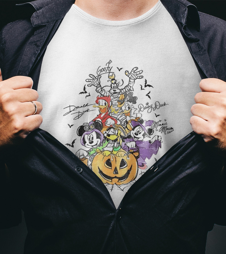 Mickey Minnie Donald Goofy Pluto Daisy Halloween Pumpkin Costume Bash T-Shirt