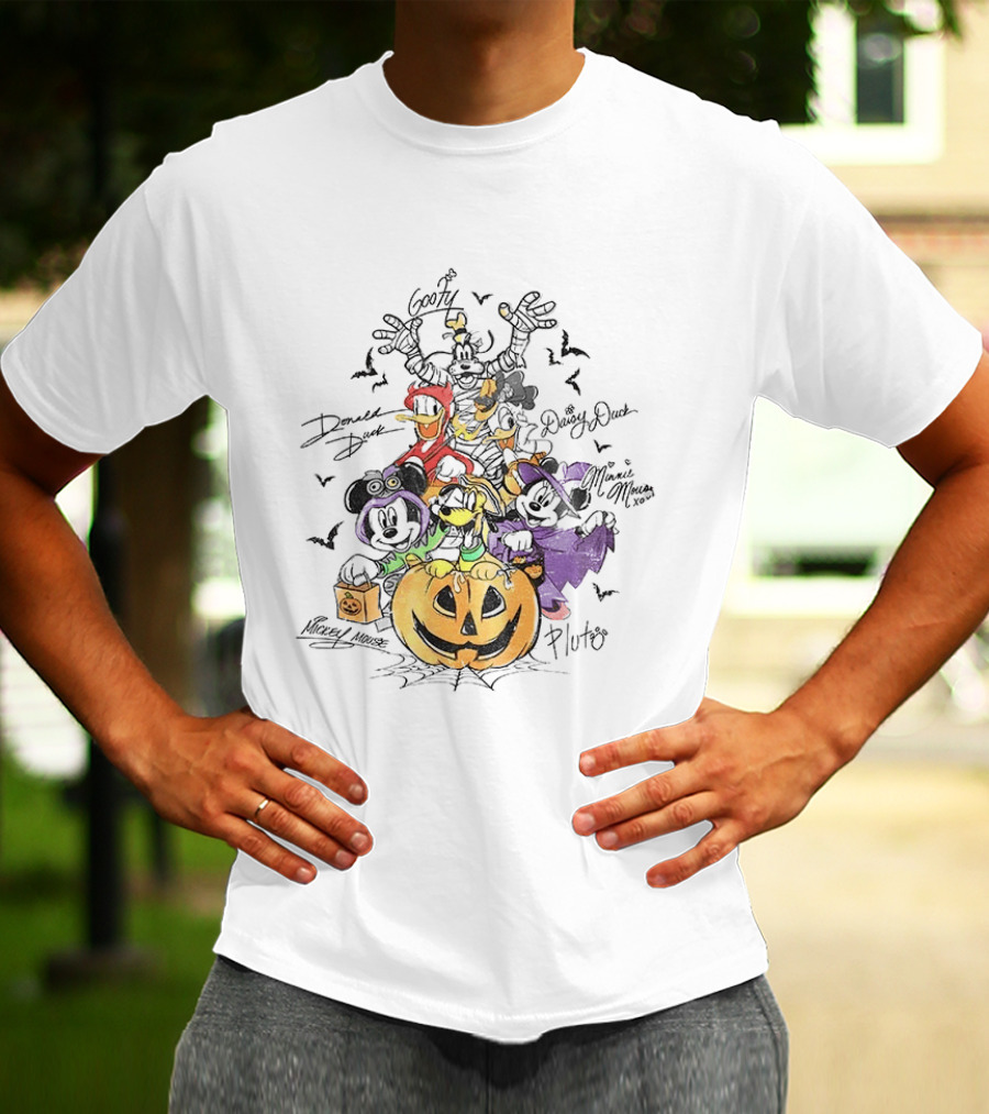 Mickey Minnie Donald Goofy Pluto Daisy Halloween Pumpkin Costume Bash T-Shirt