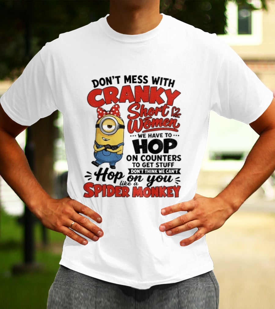 Minion Cranky Short Women Hop On Counters Spider Monkey T-Shirt