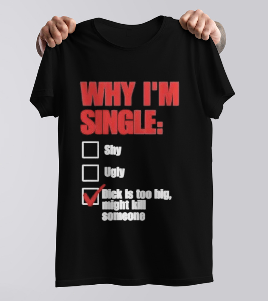 Why I'm Single Checklist Shy Ugly Dick Is Too Big Might Kill Someone Red Check Mark T-Shirt