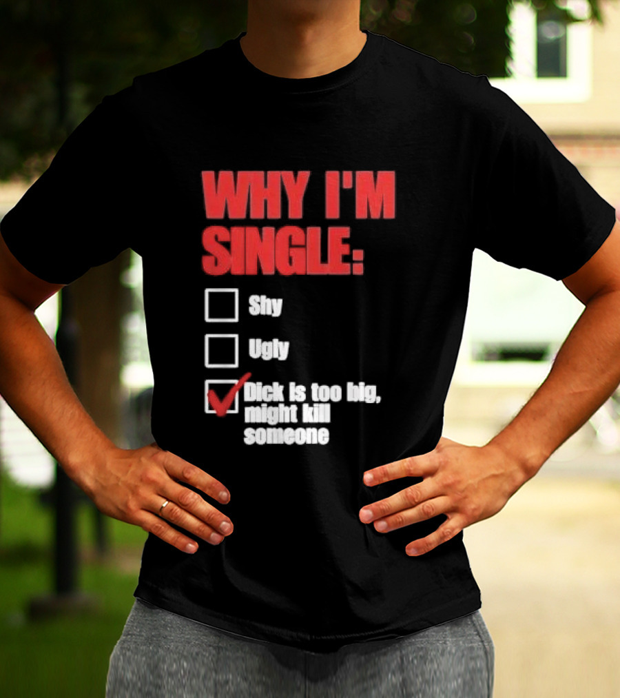 Why I'm Single Checklist Shy Ugly Dick Is Too Big Might Kill Someone Red Check Mark T-Shirt