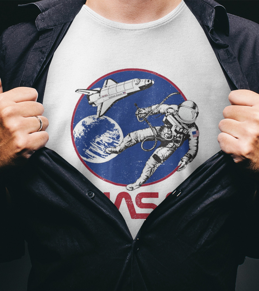 NASA Space Shuttle And Astronaut Earth Scene T-Shirt