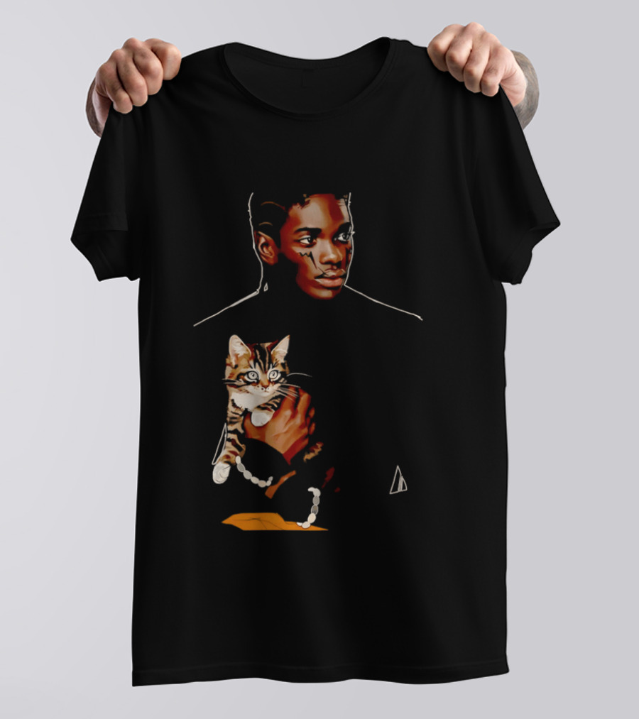 Young Man Holding A Tabby Cat Painting T-Shirt