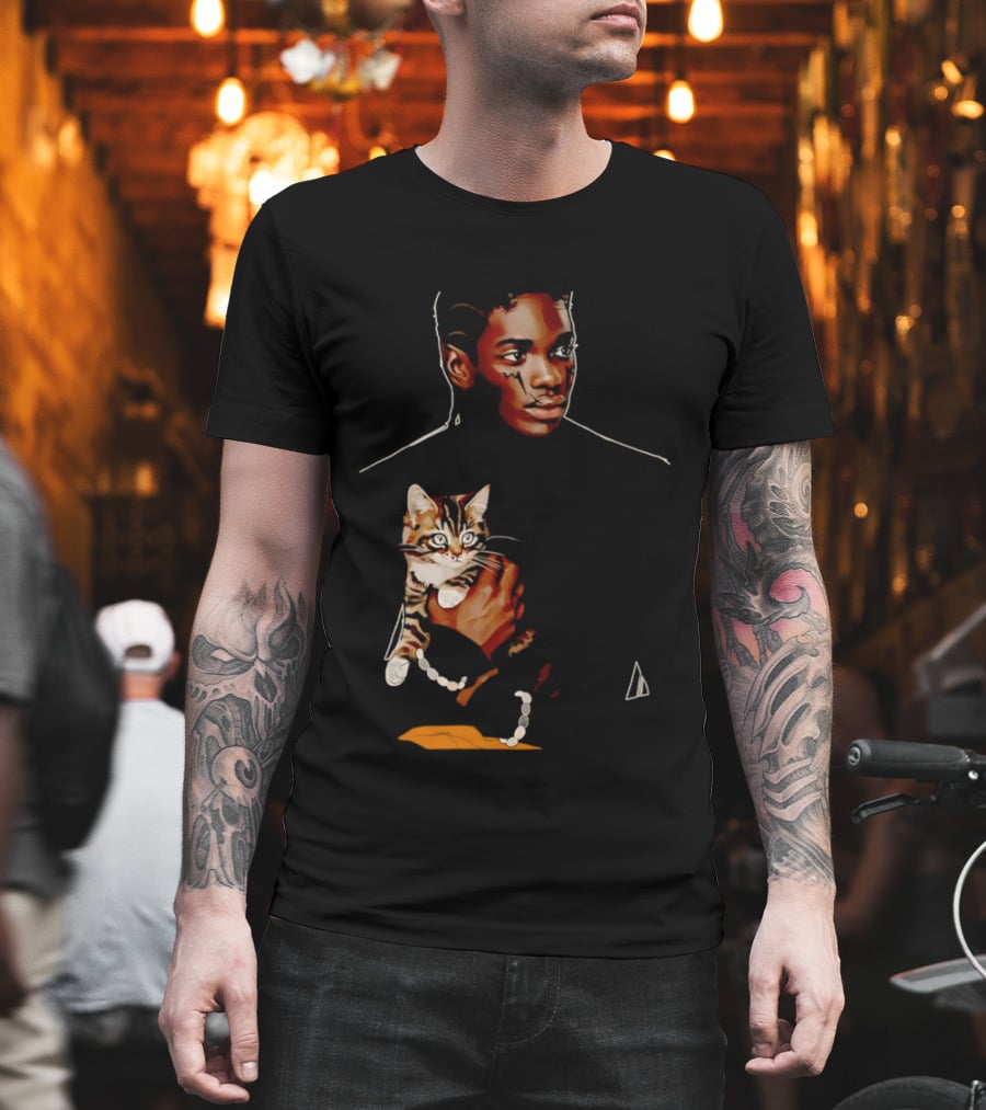 Young Man Holding A Tabby Cat Painting T-Shirt