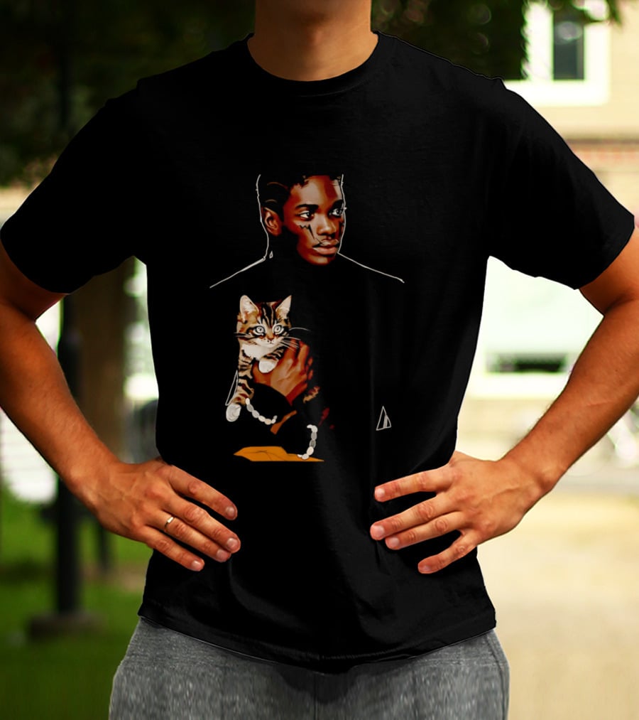 Young Man Holding A Tabby Cat Painting T-Shirt
