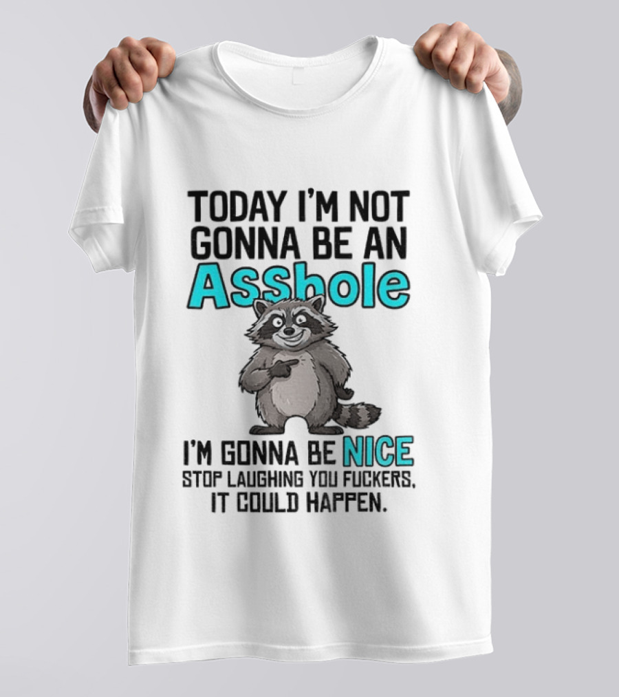 Today I'm Not Gonna Be An Asshole I'm Gonna Be Nice Stop Laughing It Could Happen Raccoon T-Shirt