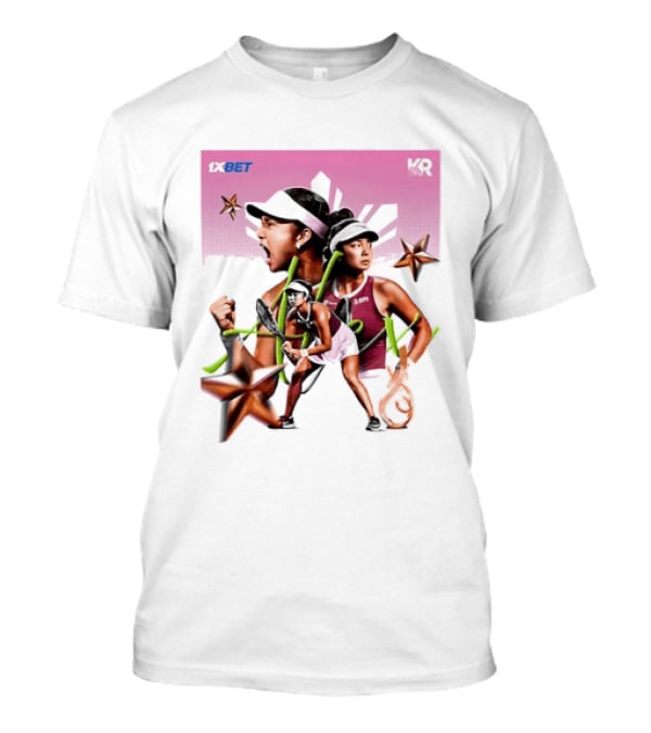 Alex Eala 1XBET Tennis Player Collage Gold Stars Pink T-Shirt