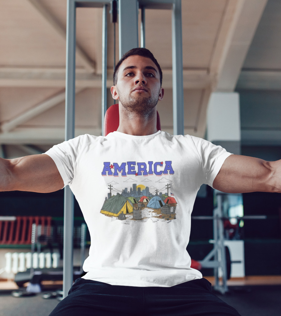 America Cityscape Homeless Encampment T-Shirt