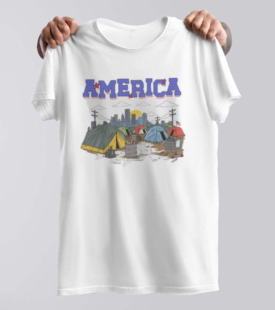 America Cityscape Homeless Encampment T-Shirt