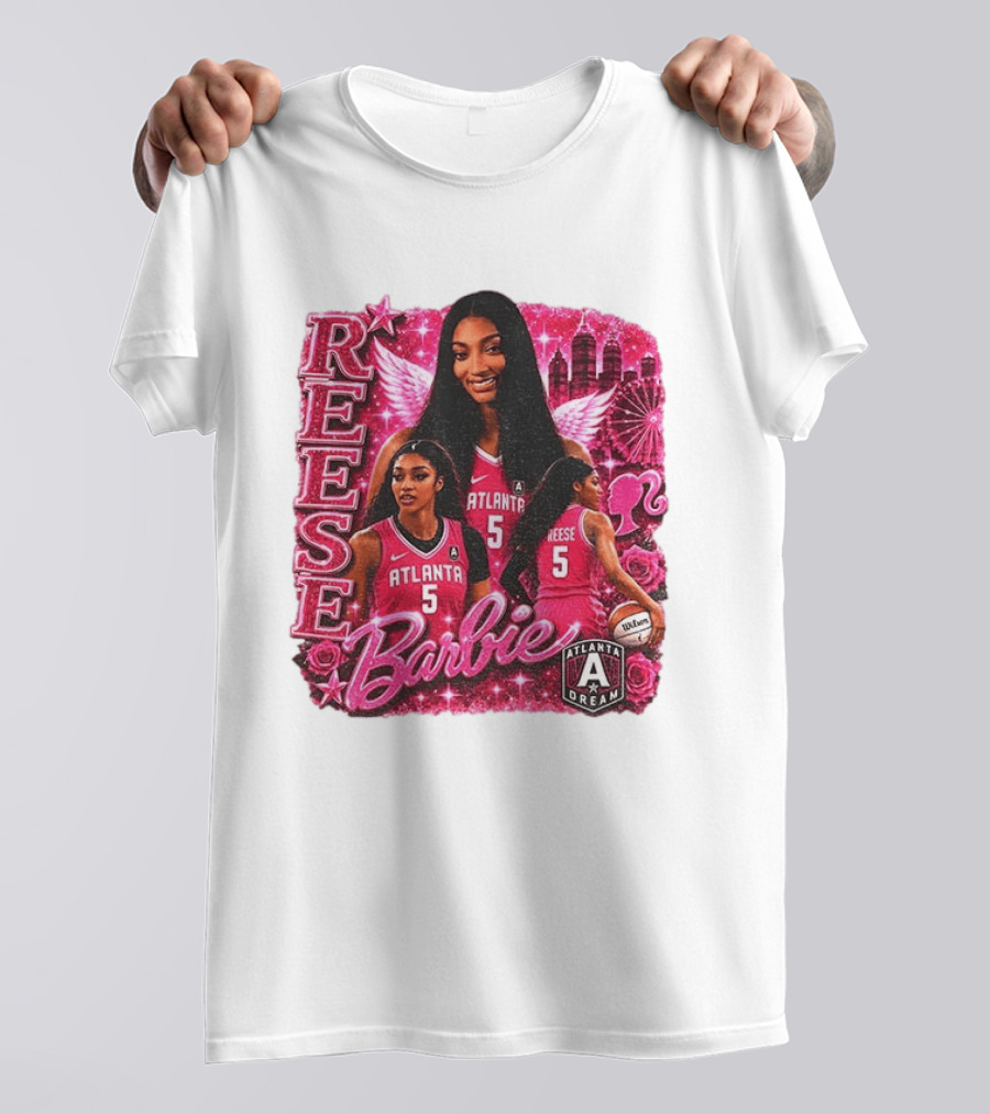 Angel Reese Atlanta Dream Barbie Pink Basketball Collage WNBA T-Shirt
