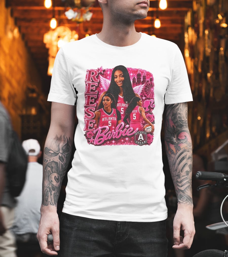 Angel Reese Atlanta Dream Barbie Pink Basketball Collage WNBA T-Shirt