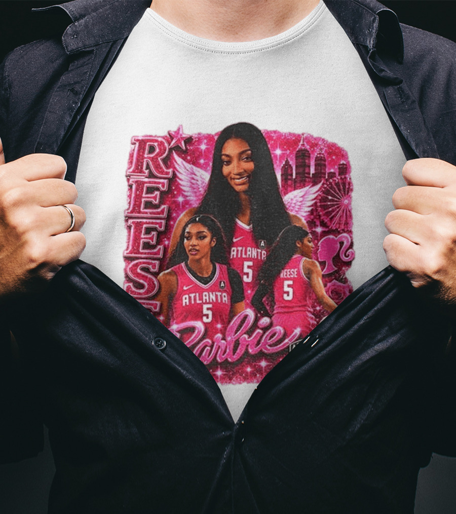 Angel Reese Atlanta Dream Barbie Pink Basketball Collage WNBA T-Shirt